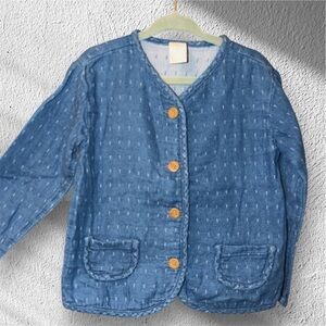 H&M Kids Denim Blue Jacket with Faux Wooden Buttons size 2T